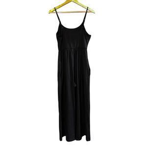 Rae Mode Black Sleeveless Cropped Jumpsuit Women's Small Wide Leg Pockets Yoga